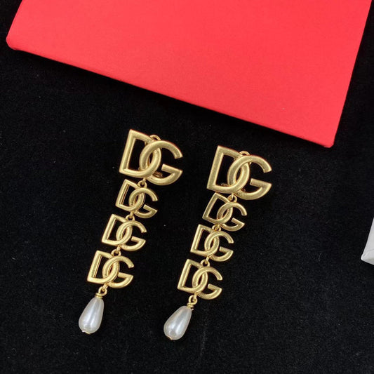 2025 Splicing Letters Pearl Drop Earrings