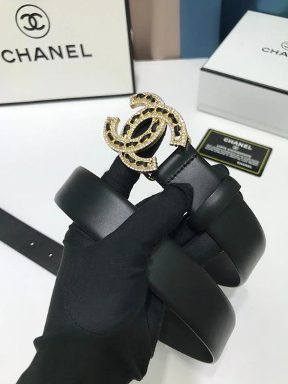 2025 belt Calfskin metal letter buckle belt, width 3.0mm