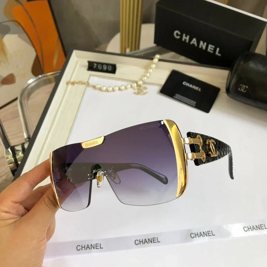 2025 Frameless trimmed large frame sunglasses