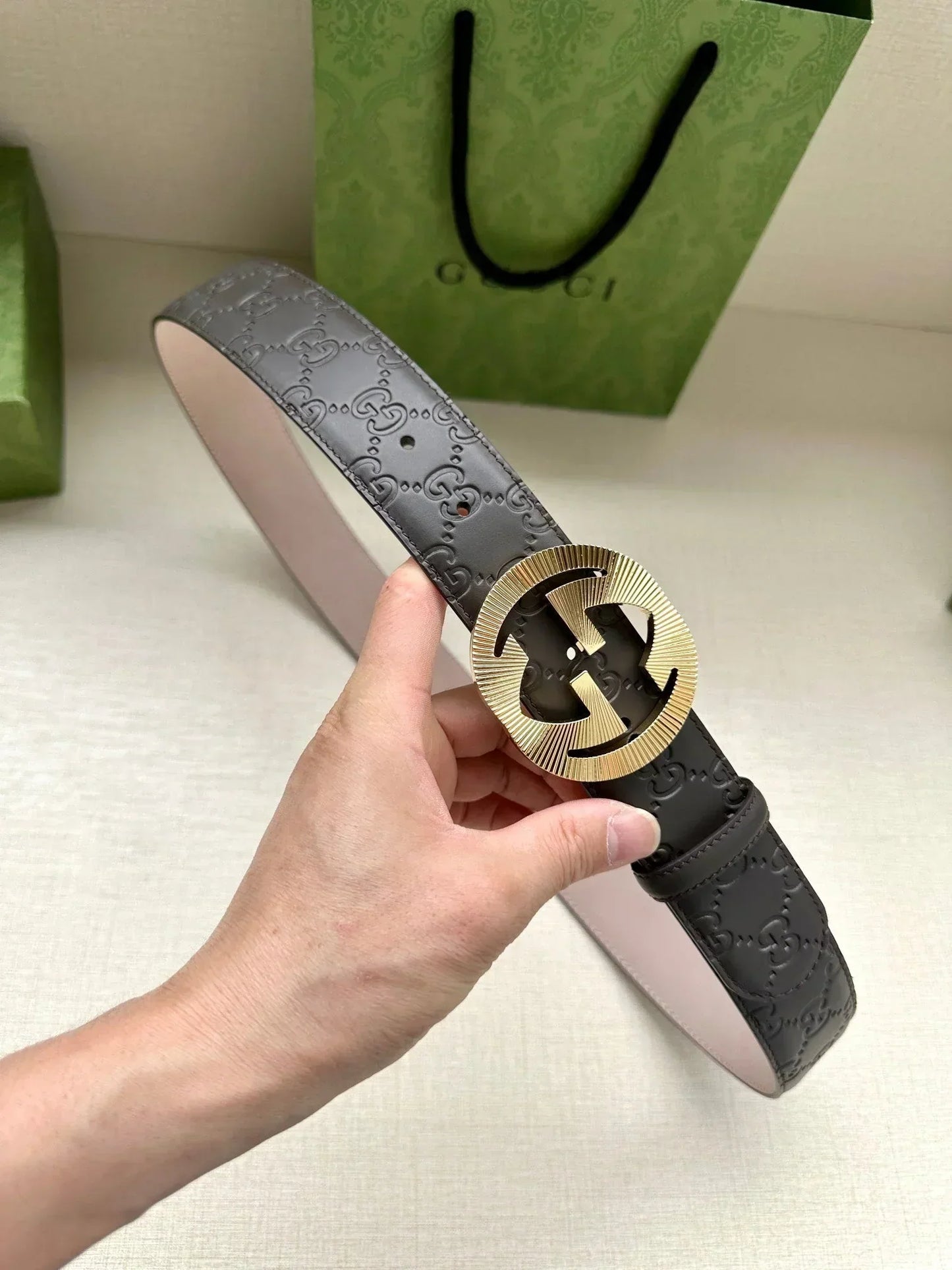 2025 belt Cowhide interlocking belt 4.0cm