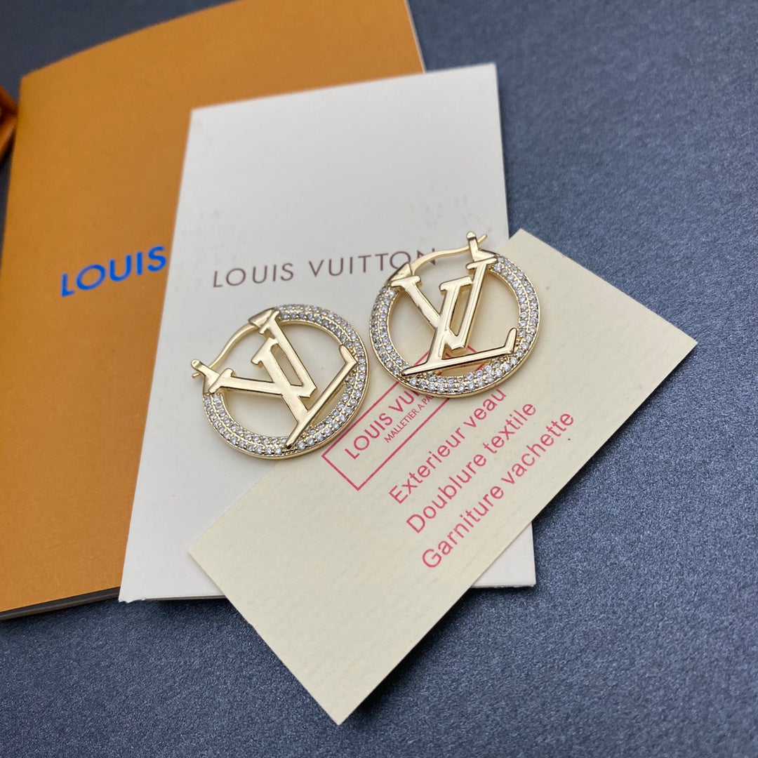 2025 Classic Diamond Logo Hoop Earrings