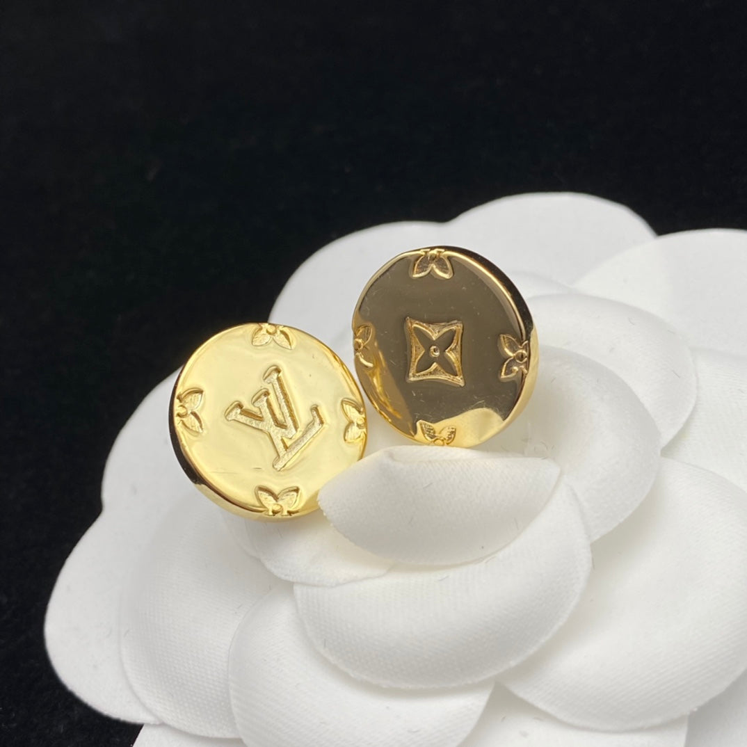 2025 Round Logo Letter Stud Earrings