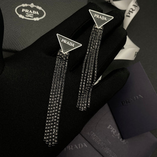 2025 Black Fringe Diamond Earrings
