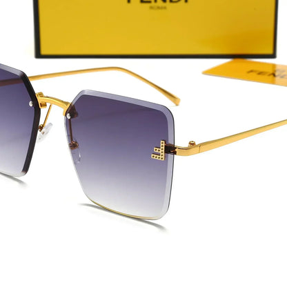 2025 Frameless metal large frame sunglasses