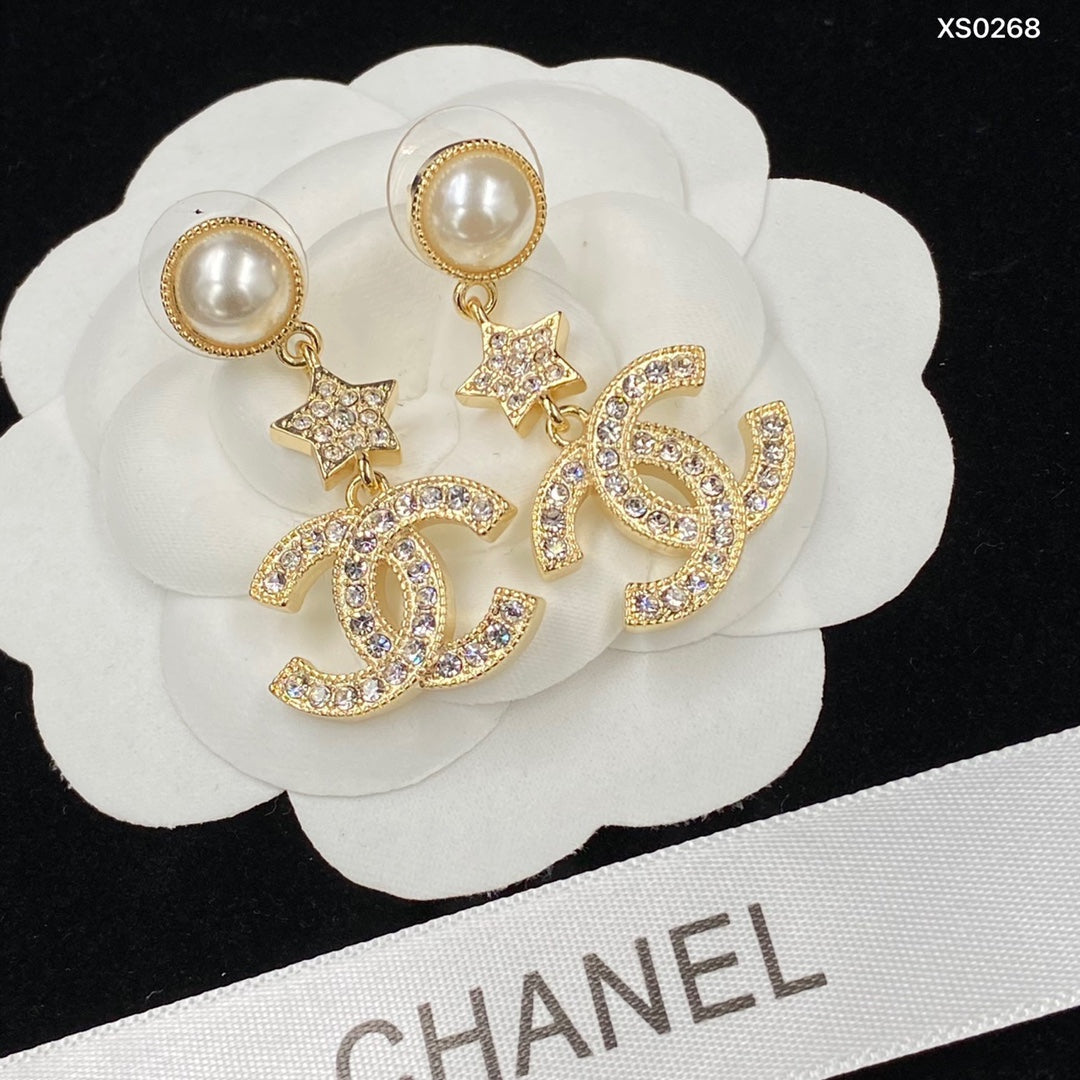 2025 Sparkling Zircon Star Letter Earrings