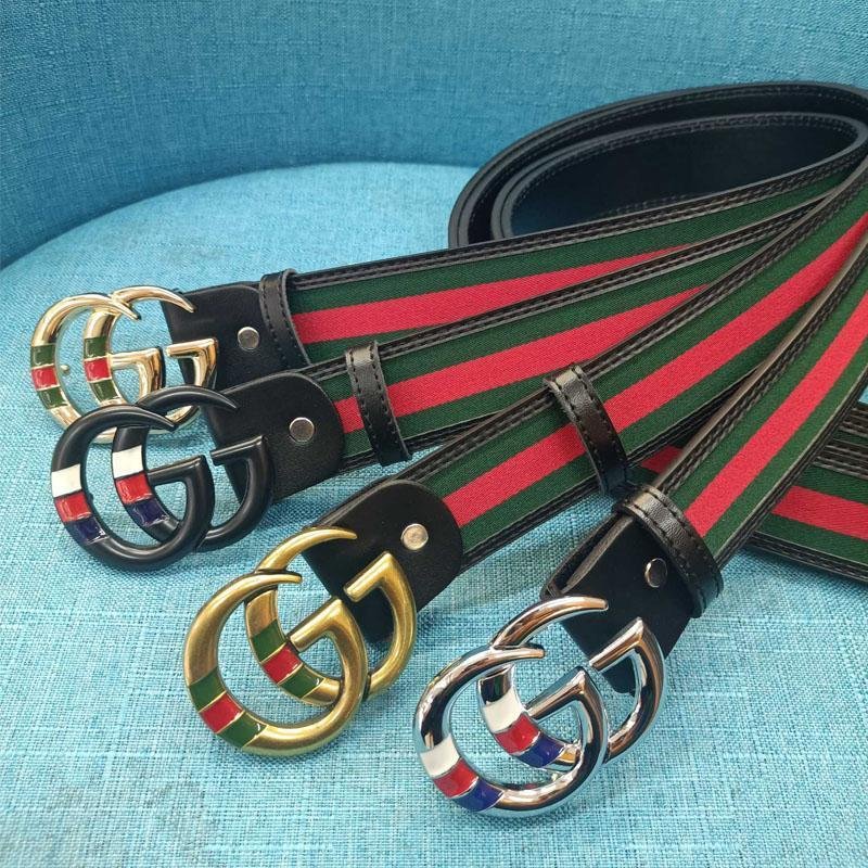2025 4 Colors Fashion Stripe Double G Ladies Leather Belt