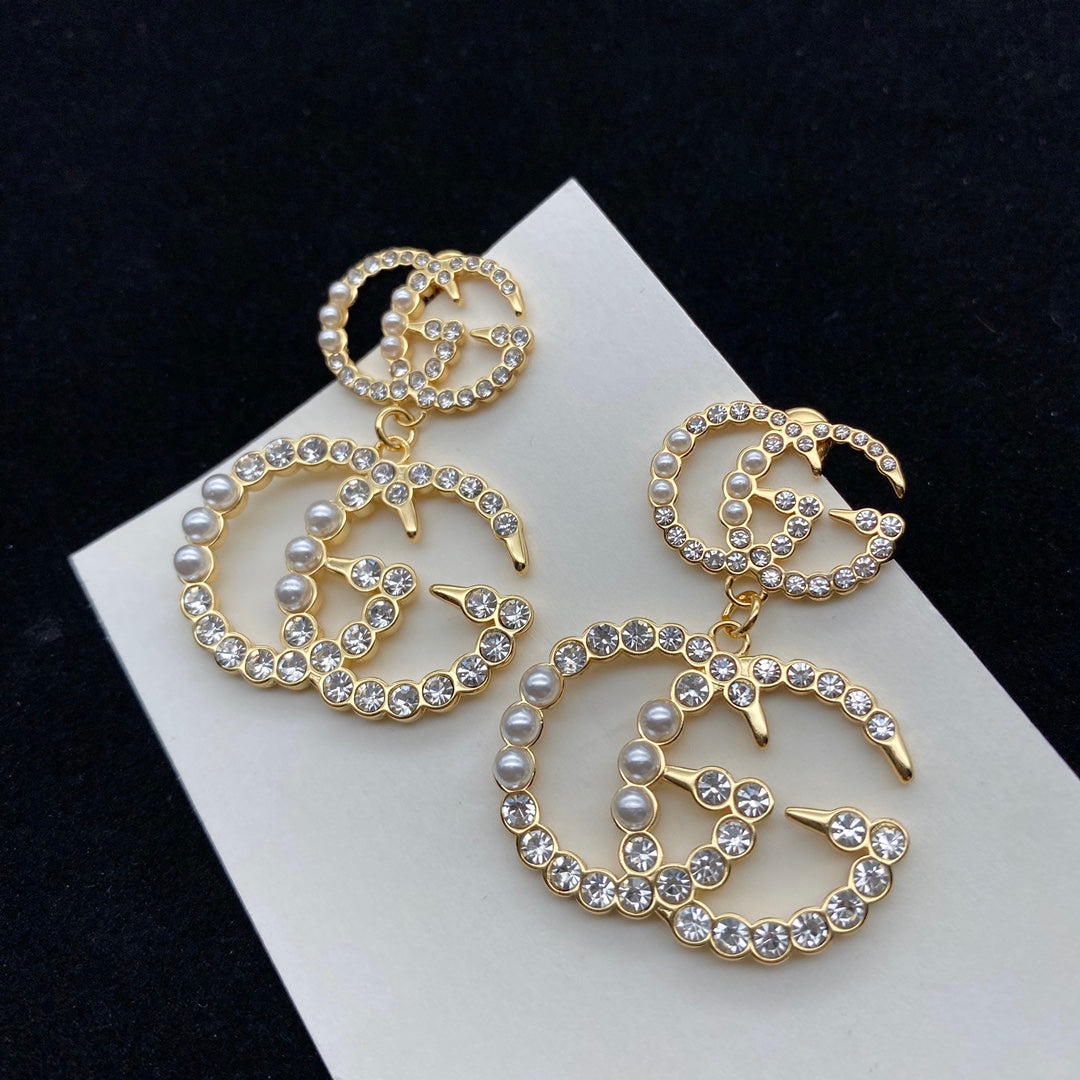 2025 Pearl Diamond Panel Earrings