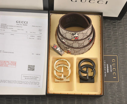 2025 3-color  double G Mickey Mouse print belt