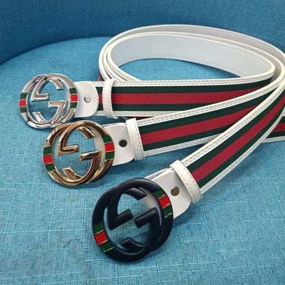 2025 3 Colors  Double G Stripe Leather Belt