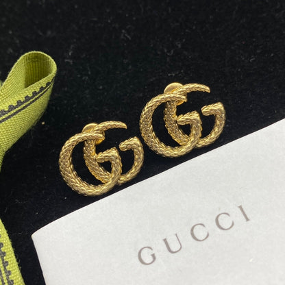 2025 3D Carved Wheat Ear Letter Stud Earrings