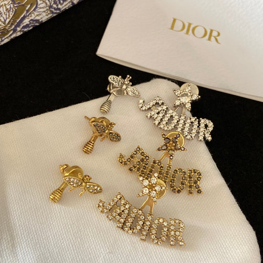 2025 Asymmetric Bee Diamond Stud Earrings