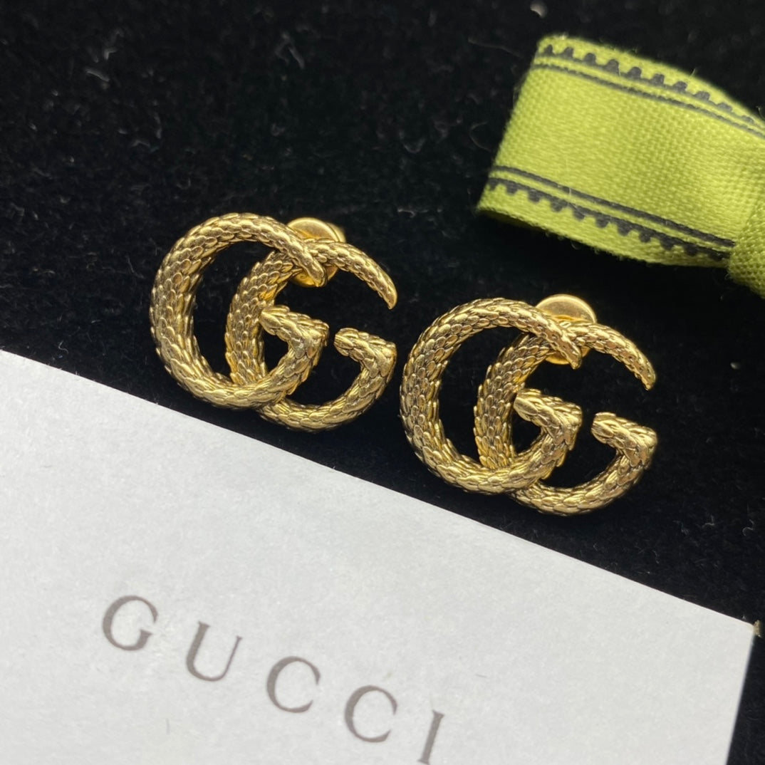 2025 3D Carved Wheat Ear Letter Stud Earrings