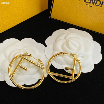 2025 3 Sizes of F Hoop Golden Earrings