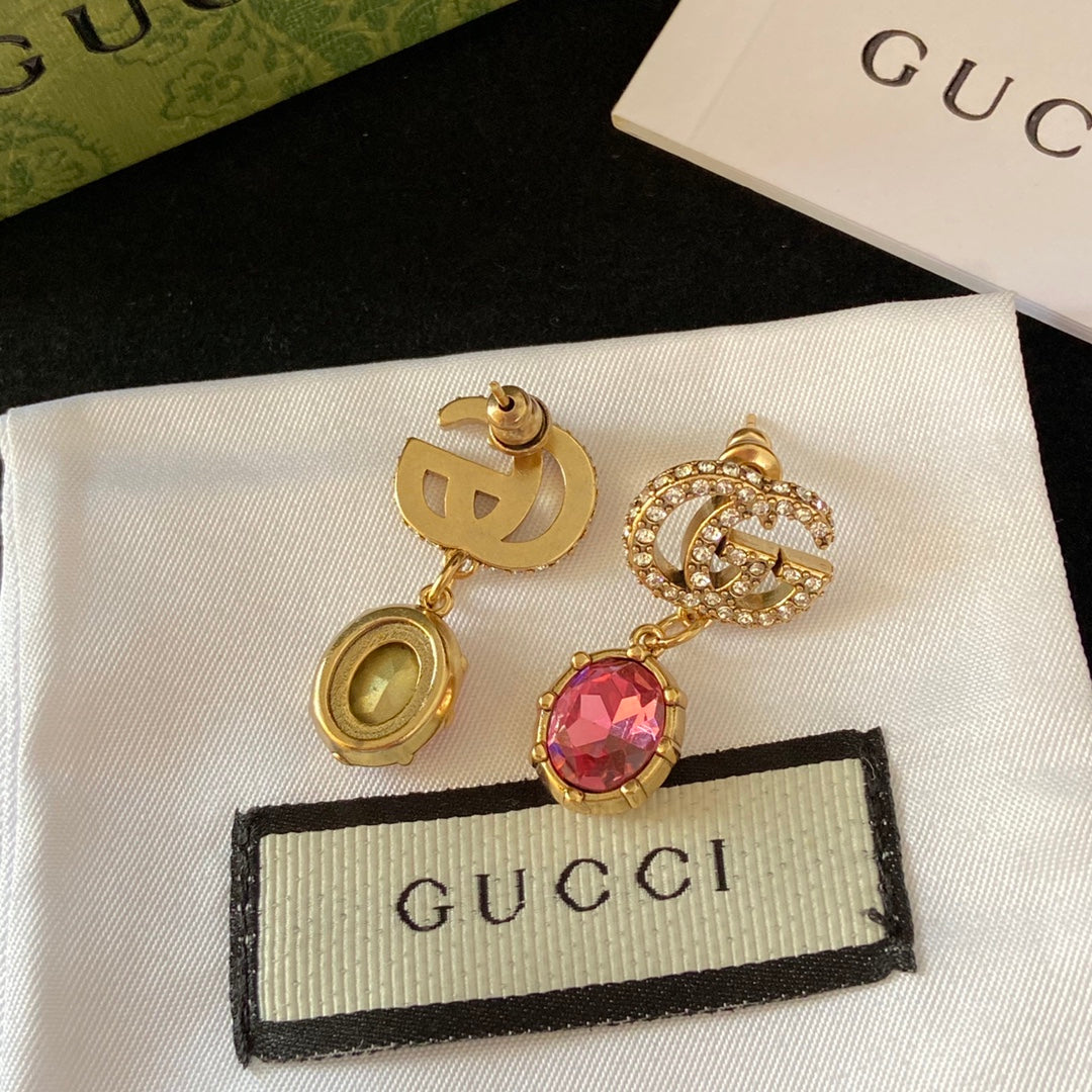 2025 Double G Pink Diamond Drop Earrings