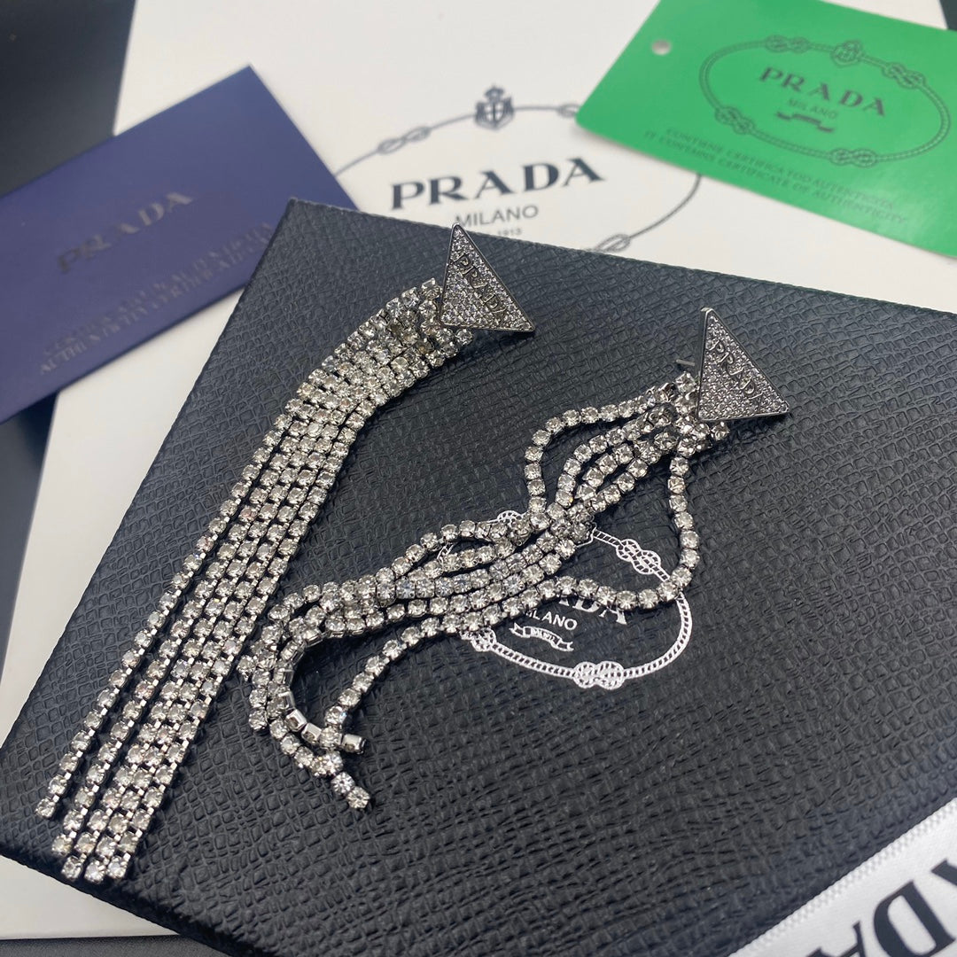 2025 Temperament full diamond tassel earrings