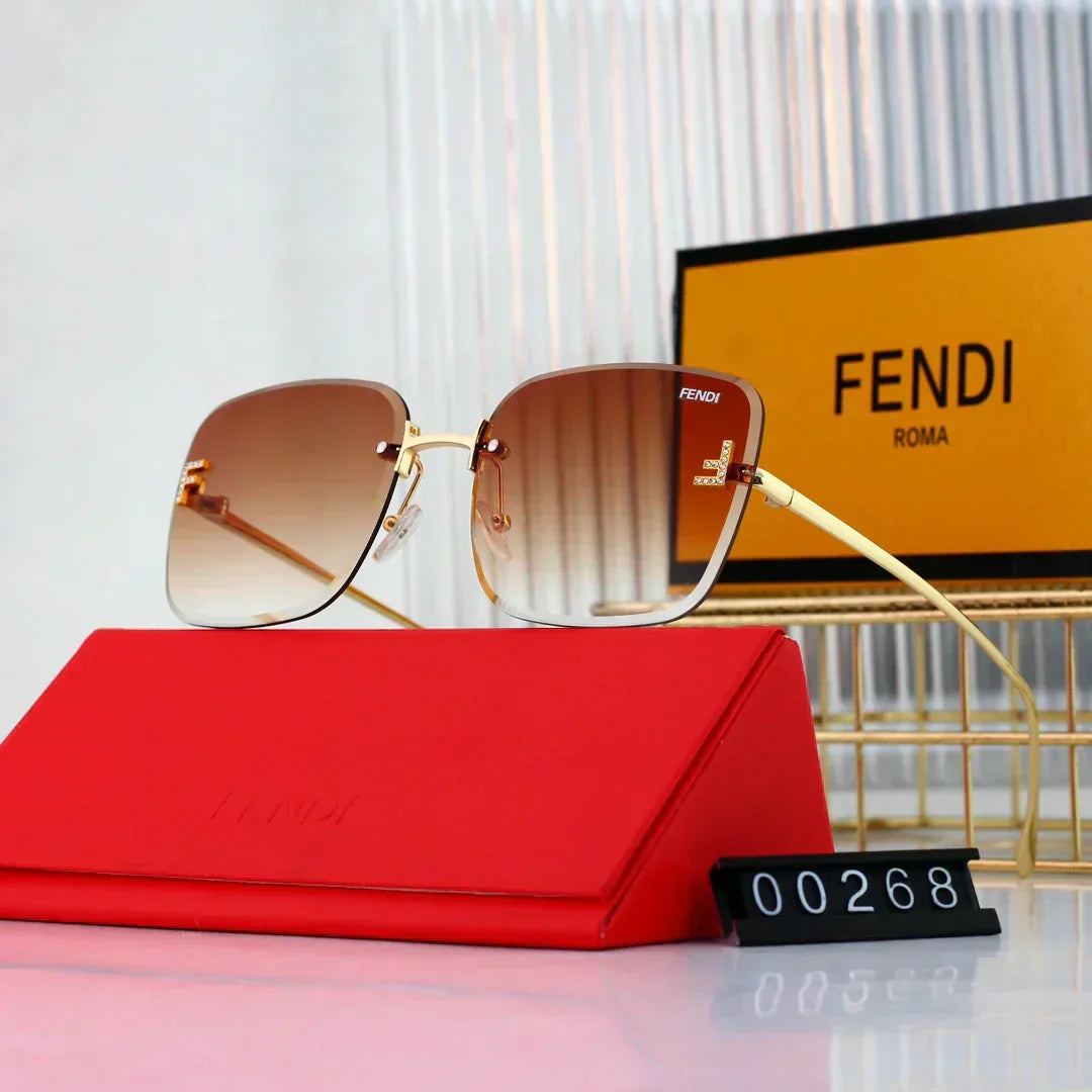 2025 Sunglasses  Large frame rimless metal sunglasses