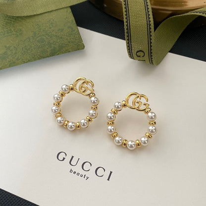 2025 Pearl Letter Hoop Earrings