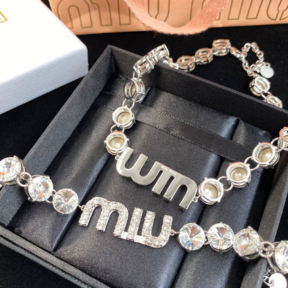 2025 Sparkling Crystal Diamond Bracelet Necklace Set