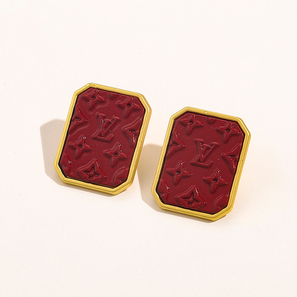 2025 6-color Monogram Embossed Earrings