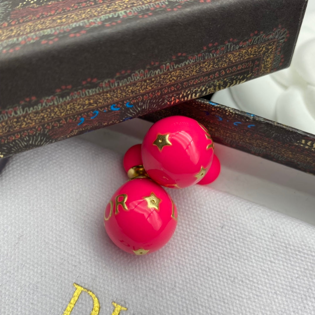2025 Pink Letter Star Earrings