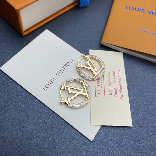 2025 Classic Diamond Logo Hoop Earrings