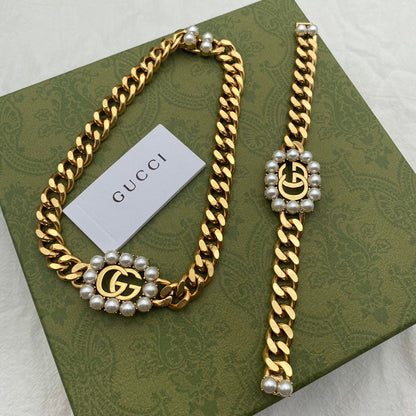 2025 Pearl Letter Bracelet Necklace Set