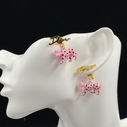 2025 Pink Leopard Stud Earrings