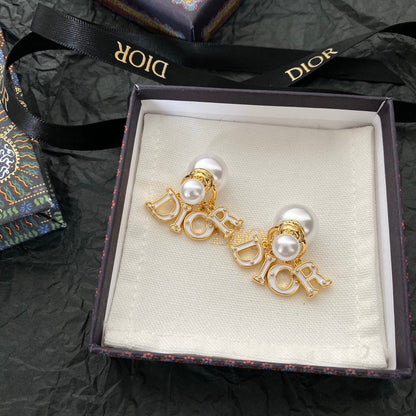 2025 Epoxy Alphabet Drop Pearl Earrings