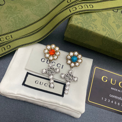 2025 Luxury Blue Turquoise Asymmetric Earrings