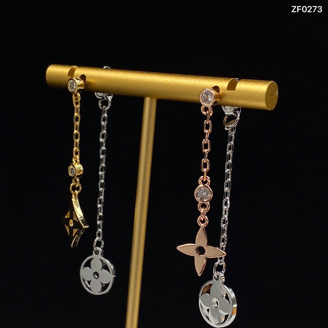 2025 3 Color Flower Diamond Earrings
