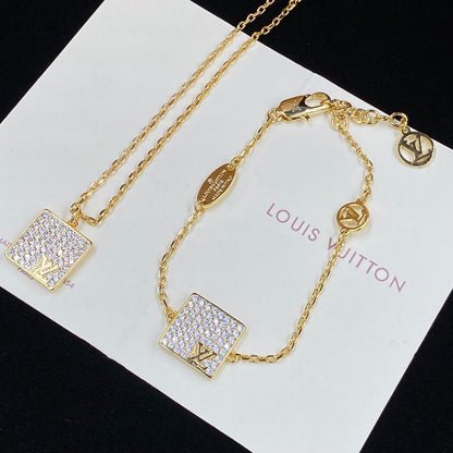 2025 Diamond Square Bracelet Necklace