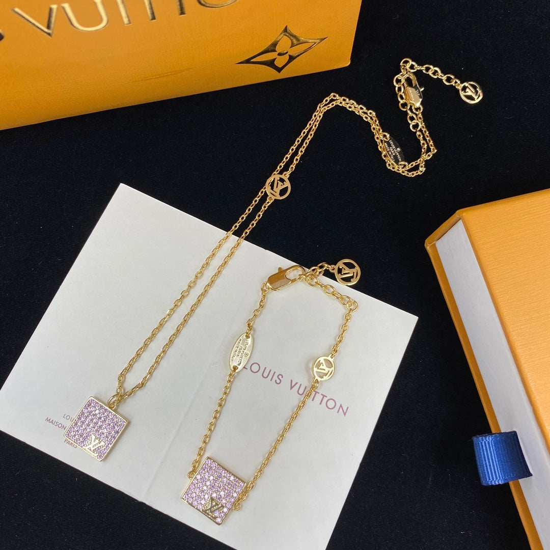 2025 Diamond Square Bracelet Necklace