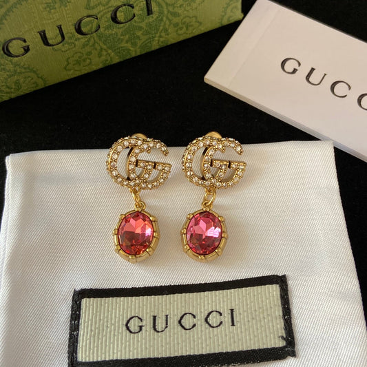 2025 Double G Pink Diamond Drop Earrings