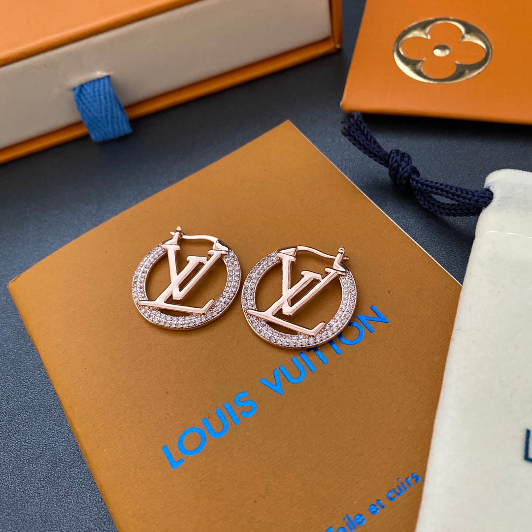 2025 Classic Diamond Logo Hoop Earrings