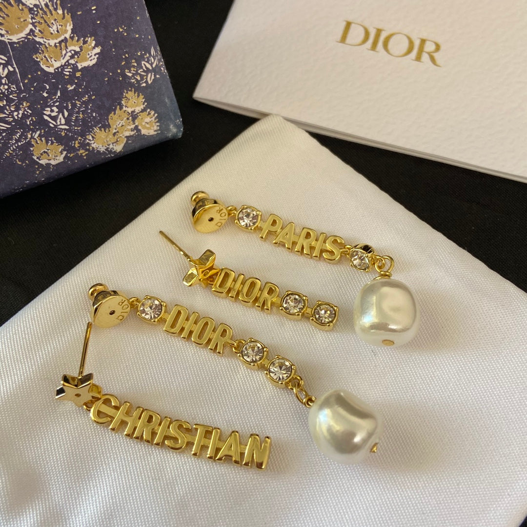 2025 Pearl Alphabet Pendant Earrings