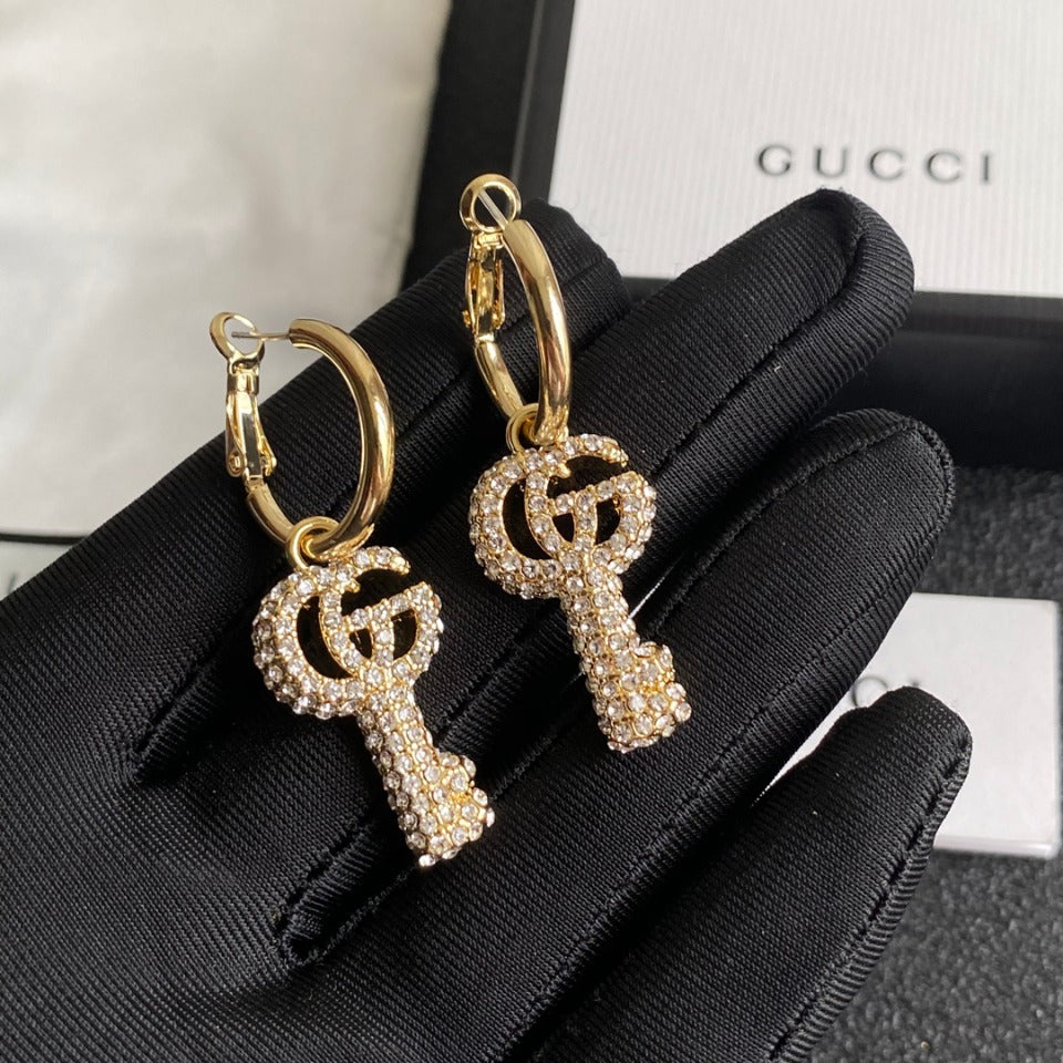 2025 Double G Diamond Key Earrings