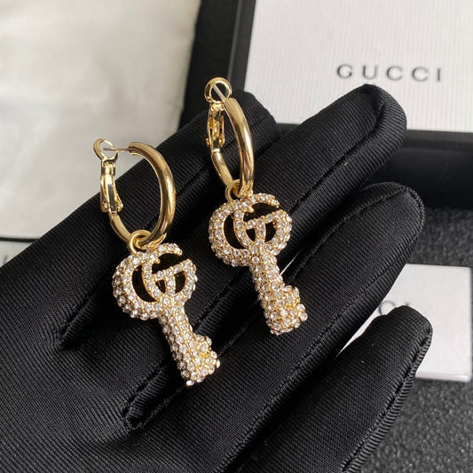 2025 Double G Diamond Key Earrings