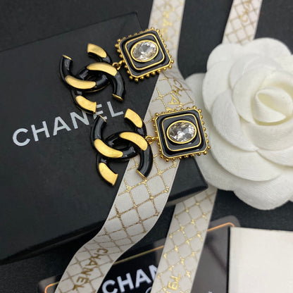 2025 Vintage Diamond Logo Drop Earrings