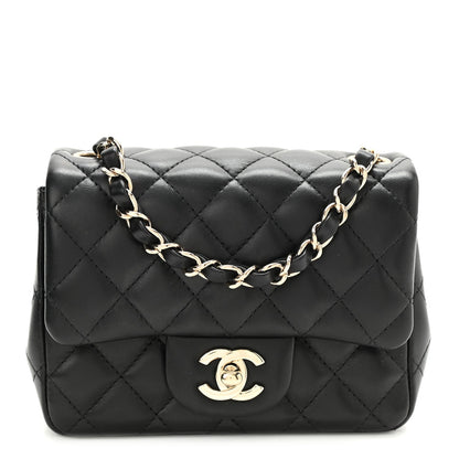 2025 Bag Lambskin Quilted Mini Square Flap Bag Black