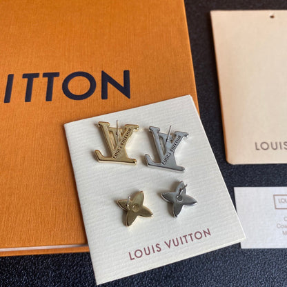 2025 Blue Flower Letter Stud Earrings