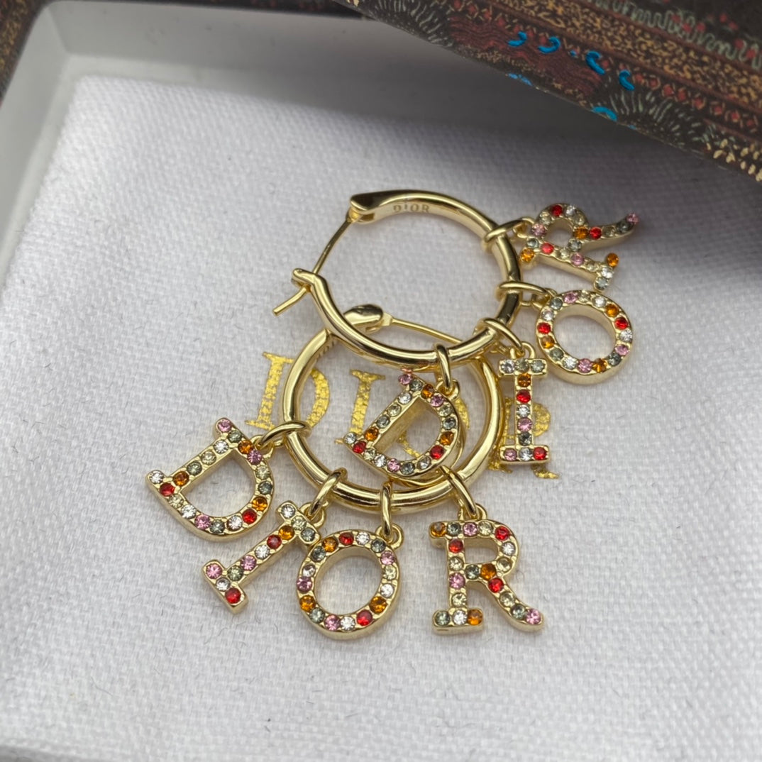 2025 Colored Alphabet Diamond Earrings