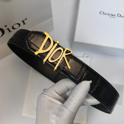 2025 Double-sided crocodile leather belt width 3.5cm