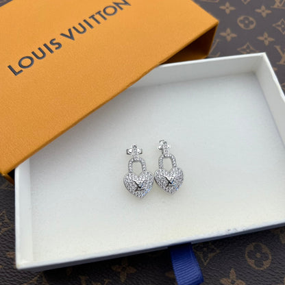 2025 Sparkling Heart Lock Diamond Earrings