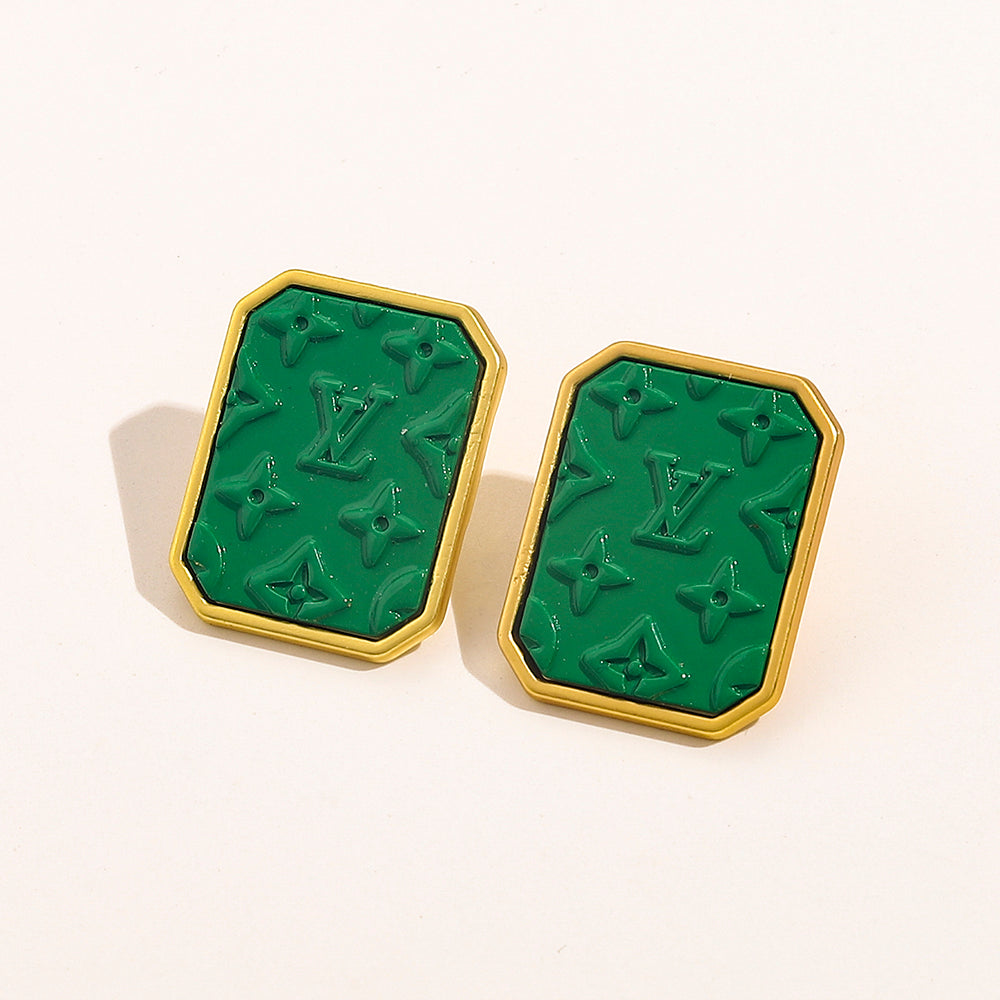 2025 6-color Monogram Embossed Earrings