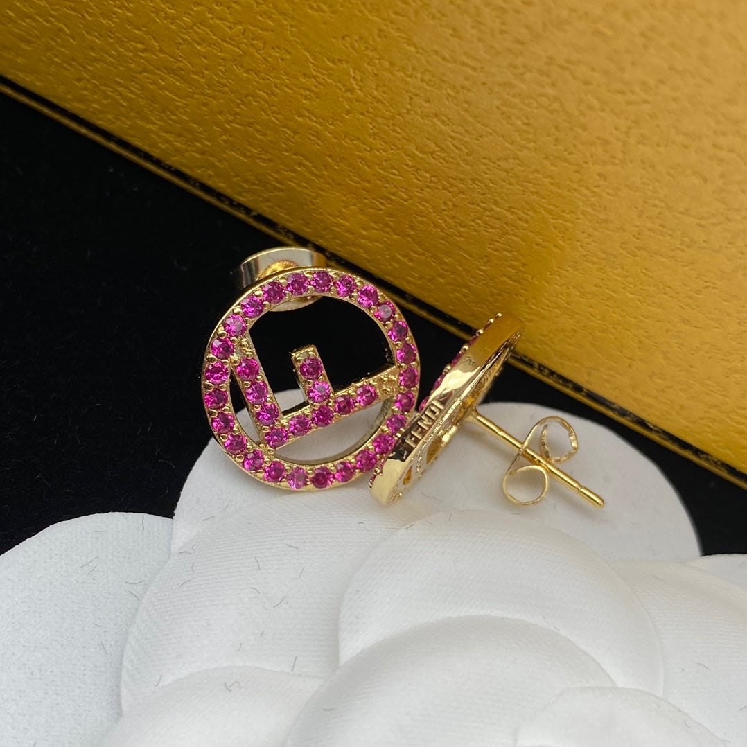 2025 Pink Diamond F Letter Earrings