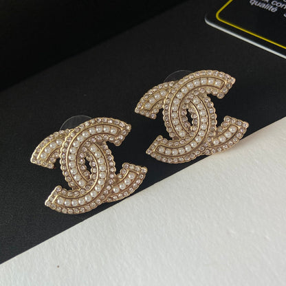 2025 Pearl Diamond Letter Stud Earrings