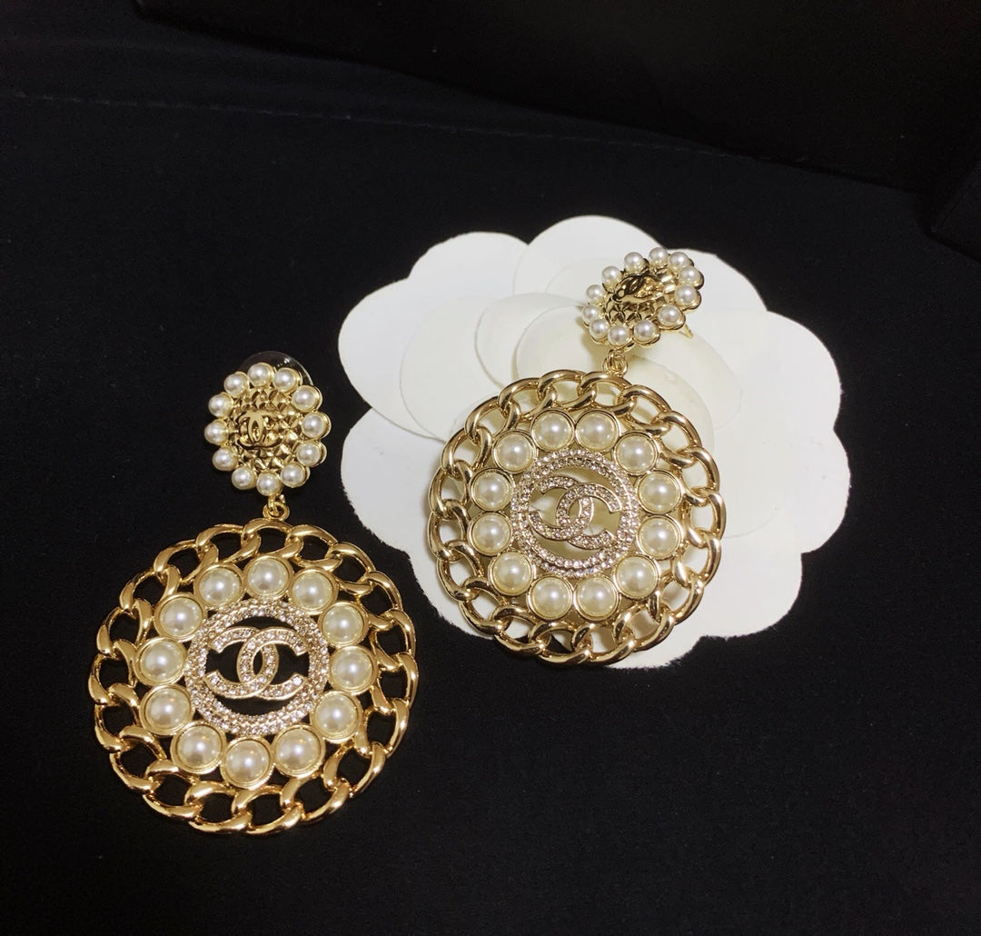 2025 Chain Stripe Pearl Earrings