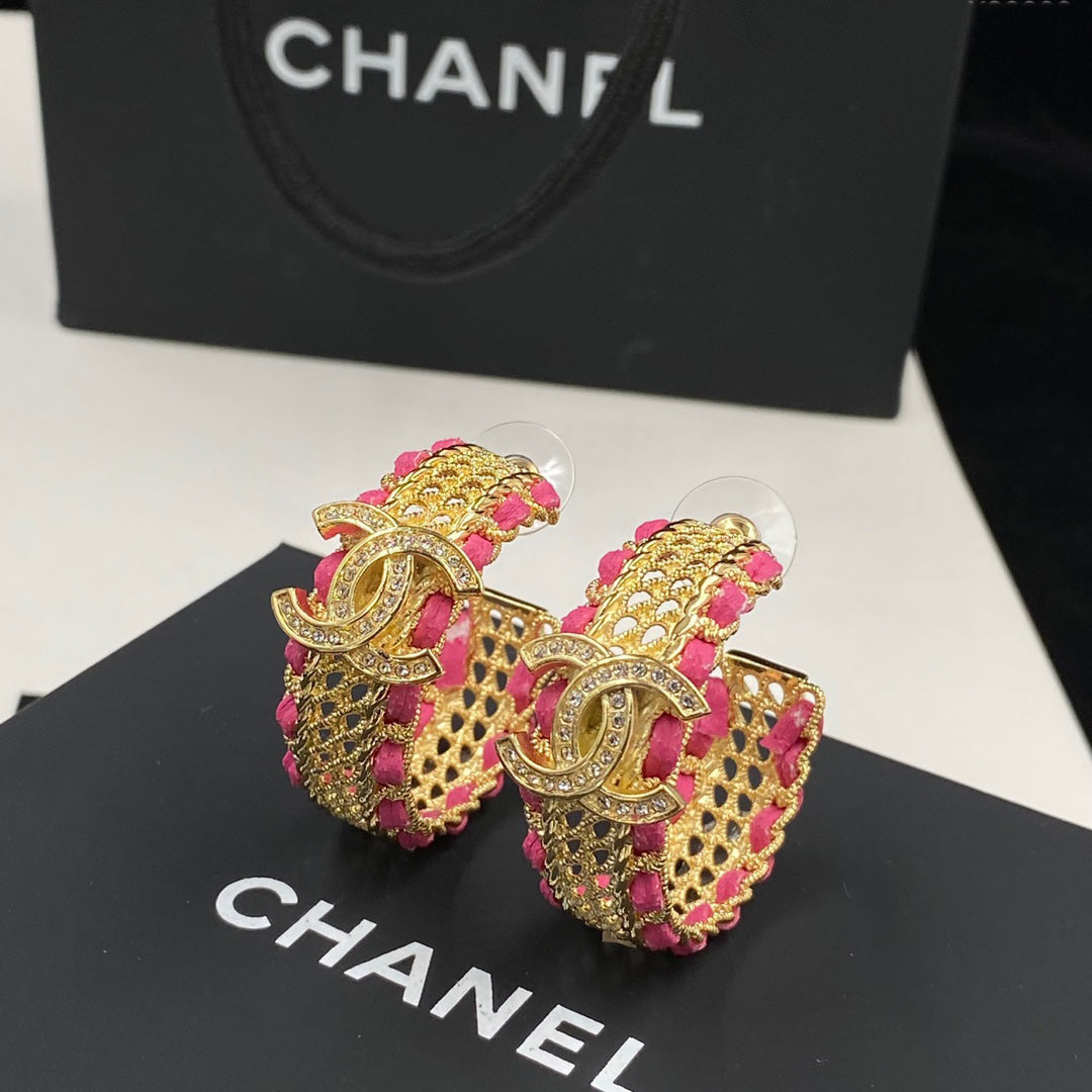 2025 Pink Leather Half Hoop Earrings