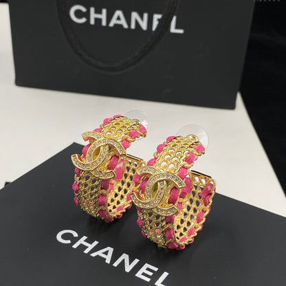 2025 Pink Leather Half Hoop Earrings