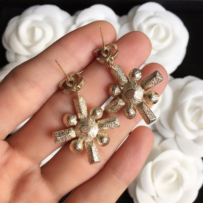 2025 Temperament Square Diamond Pearl Earrings